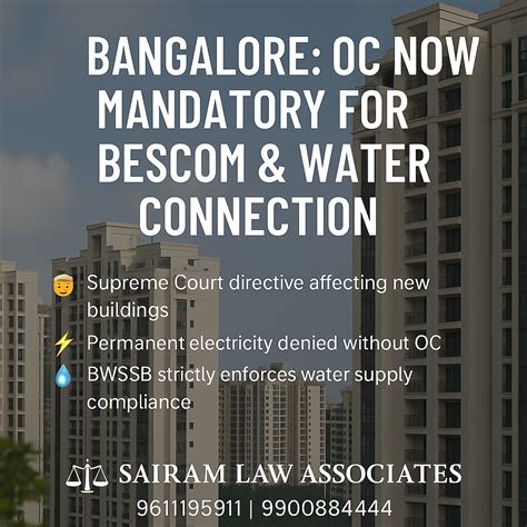 Occupancy Certificate (OC) Now Mandatory for BESCOM & Water Connection ...