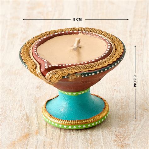 Buy Utsav Set of 2 Clay Embellished Standing Diyas from Home Centre at ...