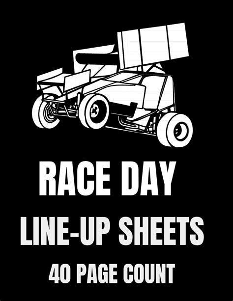 Race Day Line-Up Sheets 40 Page Count: 8.5x11, 40 Pages, Dirt Track ...