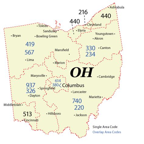 Image result for Ohio Area Code Map