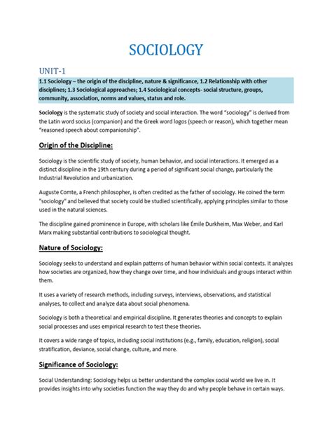 Image result for Sociology Lecture Notes PDF