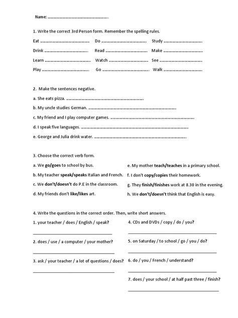 Image result for Present Simple Worksheet PDF