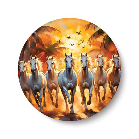 7 Horses Vastu Frame I Seven Horses Vastu Wall Art Painting, White Run ...