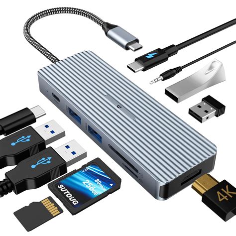 USB C Hub, 10 in 1 Docking Station with 4K HDMI,USB-C Data Transfer ...