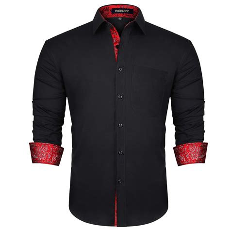 HISDERN Mens Paisley Long Sleeve Dress Shirt, Casual Button Down, Inner ...