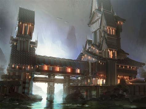 Download wallpaper house, tower, structure, cyber shoguns tea party ...