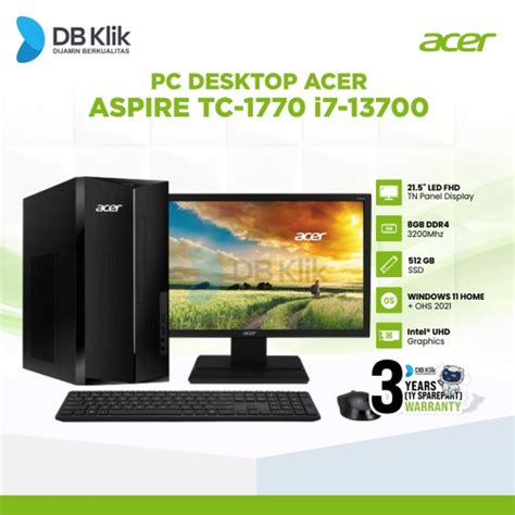 Promo PC Desktop ACER TC-1770 i7-13700 8GB Ssd 512GB W11+Ohs + LED ACER ...