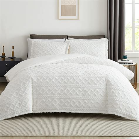 TOPCEE White Duvet Cover King Size-Tufted King Duvet Cover Set ...