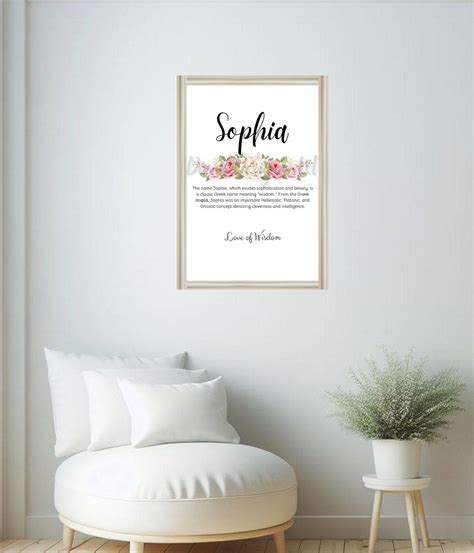 Sophia Name Art Meaning Printable With Floral Design, Sophia Digital ...
