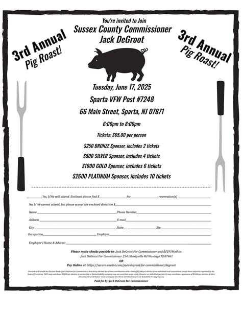 3rd Annual Pig Roast with Commissioner Jack DeGroot, Sparta VFW Post ...