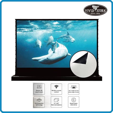 VIVIDSTORM S White Cinema Motorized Tension Floor Rising Projector ...