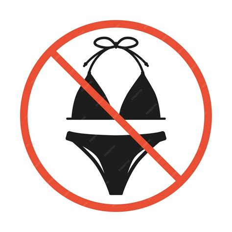 여성 속옷을 금지하는 표지판 비키니나 수영복을 입는 것은 금지되어 있습니다. | 프리미엄 벡터
