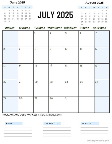 Printabulls July 2025 Calendar