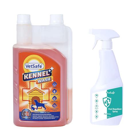 VetSafe® Kennel Wash 1000 ML with Pet Pest repellent spray 500 ML ...
