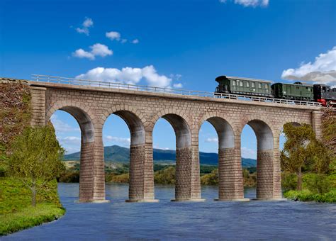 N/Z Ravenna viaduct with ice breaking foundation- Kit - E-trains - Z Scale Buildings