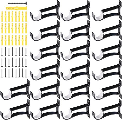 Buy Set of 20 Curtain Rod Bracket Heavy Duty Curtain Rod Holders Black ...