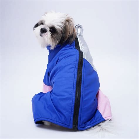 Winter Dog Jacket with Metallic Silver Sleeves, Full Coverage, and Top ...