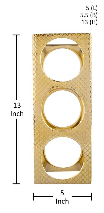 Shop Golden Rectangular Aluminium Wine Rack | 3 Bottles Holder For ...