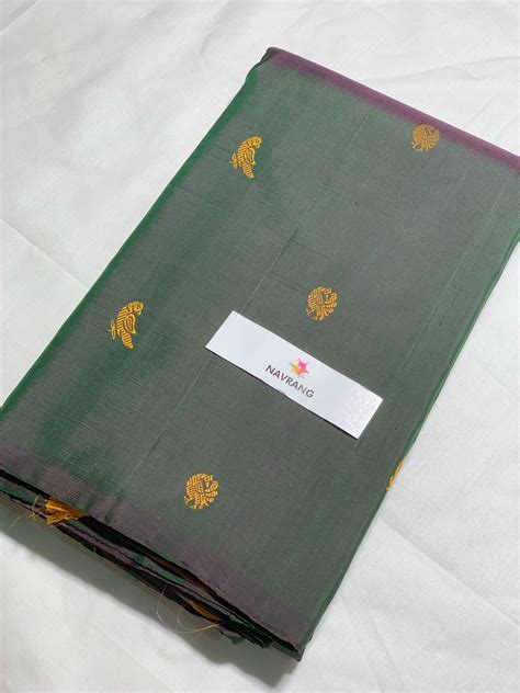 Dual Shade no Zari Pure Silk Kanjivaram Saree – Navrangstyle