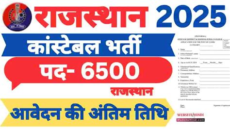Rajasthan Police Constable New Recruitment 2025 Apply