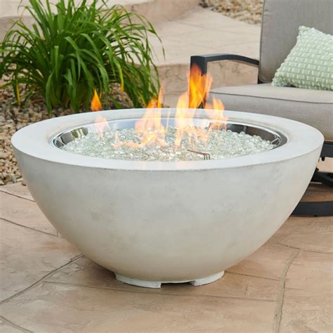 Cove 42 Inch Round GFRC Natural Gas Fire Bowl in White by The Outdoor ...