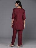 Buy Maroon Embroidered Wool Blend Co-Ords Online at Rs.1160 | Libas