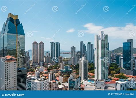 Panama City Skyline Panorama from High Viewpoint - Modern Cityscape ...