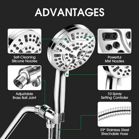 Buy OFFURNIT High Pressure 10 Functions Handheld Shower Head Set , Hand ...