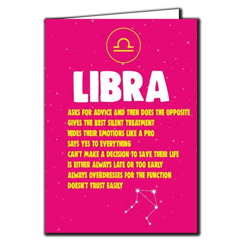 Buy LIBRA ASTROLOGY BIRTHDAY CARD Funny Birthday Card Him Her Dad Mum ...