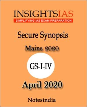 Insightsonindia IAS - Mains Secure Synopsis April 2020 Printed Notes