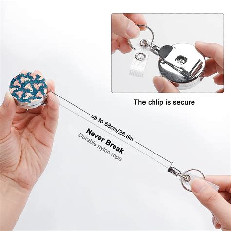 Buy Cute Axolotl Kawaii Pattern Retractable Metal Badge Holder Reel ...