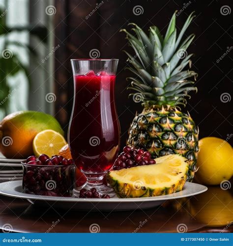 Bright and Refreshing Zobo with Fresh Fruit Stock Illustration - Illustration of fruit ...