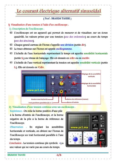 درس Le courant électrique alternatif sinusoïdal للسنة الثانية اعدادي ...
