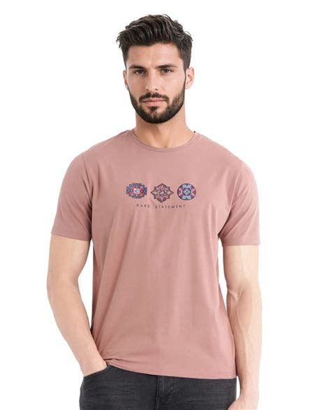 Rare Rabbit Men's Merlo Dusky Brown Cotton Graphic Print Regular Fit H