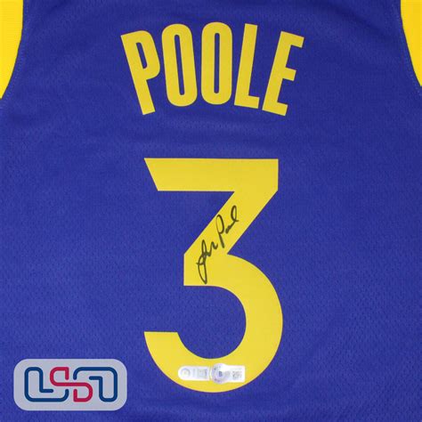 Jordan Poole Signed Autographed Warriors Blue Nike Swingman Jersey USA ...
