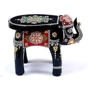 CRAFT TREE Wooden Handpainted Elephant Stool Showpiece | Decorative ...