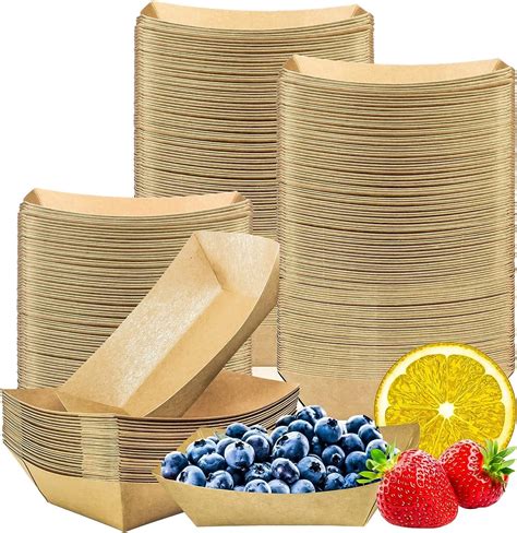 Allbusky 50PCS Disposable Kraft Paper Food Trays, Oil-Proof Paper Food ...