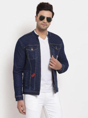 Buy Style Quotient Men Blue Washed Denim Jacket with Patchwork Online