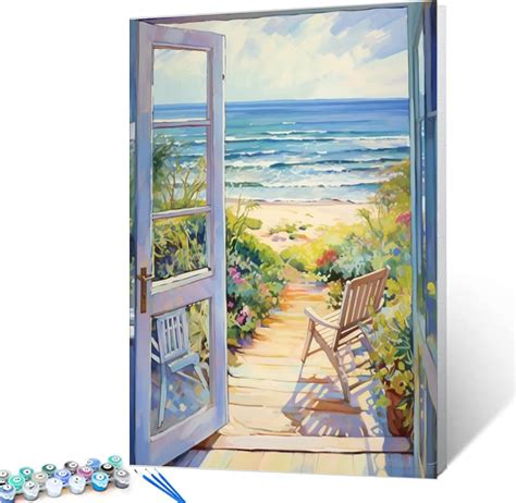 Amazon.com: Tucocoo Beach Door Scenery DIY Paint by Numbers for Adults ...