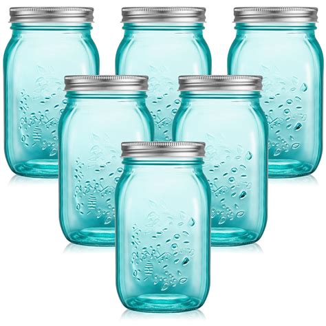 Snapklik.com : Tessco 6 Pcs 16 Oz Colored Mason Jars