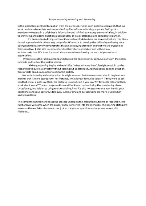 Document - Proper way of Questioning and Answering In the mediation ...