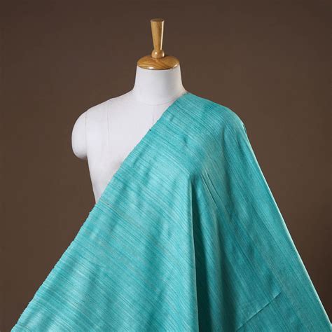 Blue Vidaarbha Tussar x Ghicha Silk Handloom Fabric