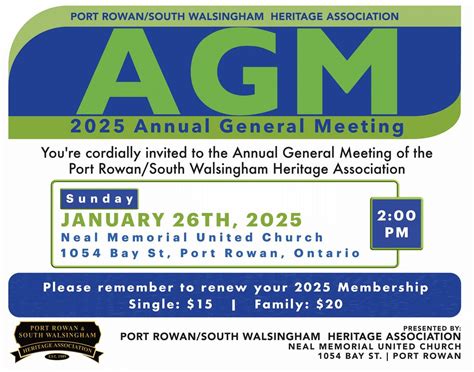 2025 Annual General Meeting (AGM), 1054 Bay St, Port Rowan, Ontario ...