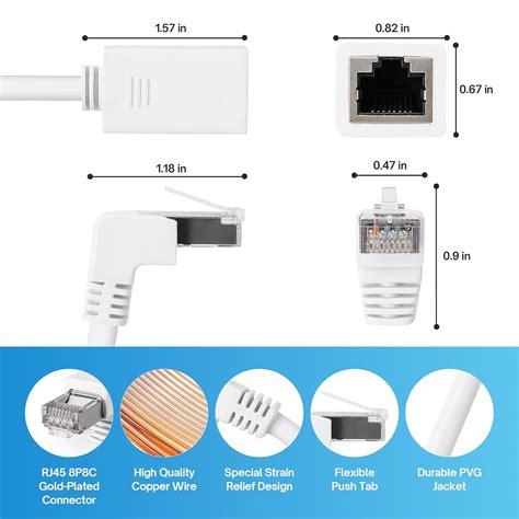 YTGRF-90 Degree Cat 6 Ethernet Extension Cable 2 PackRight Angles (UP ...
