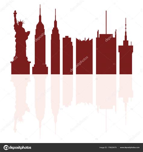 Silhouettes of Statue of Liberty and modern buildings in the USA Stock Vector by ©aquamarine ...