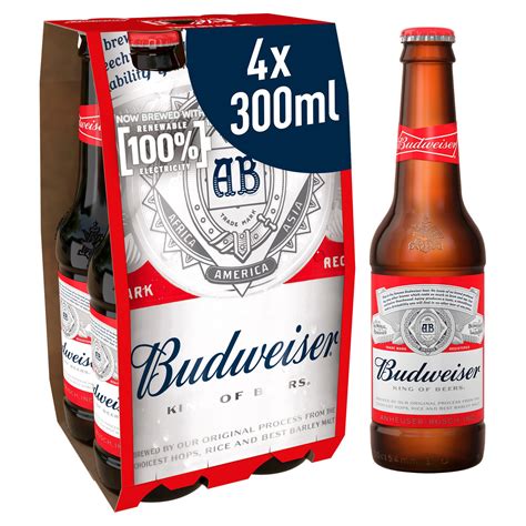 Budweiser Lager Beer Bottles 4 x 300ml | Beer | Iceland Foods