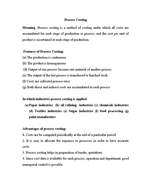 Image result for Process Costing Schedule