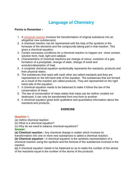 Language of Chemistry - notes - ncertbooksolutions Language of Chemistry Points to Remember : A ...