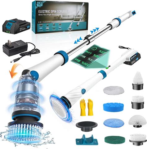 Amazon.com: GGBOOMGG Electric Spin Scrubber, 1200 RPM Cordless Adjustable Extension Arm Cleaning ...
