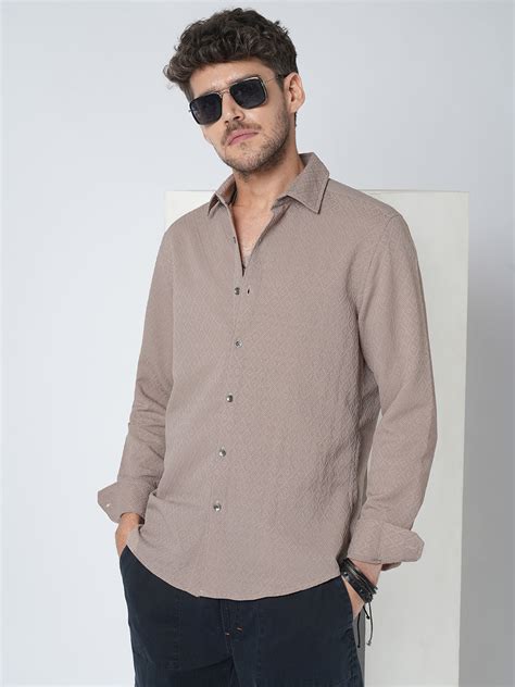 Chestnut Brown Diamond Textured Shirt – Vastrado